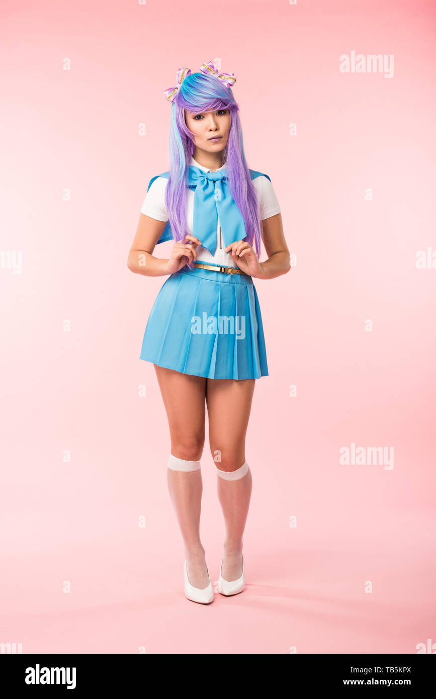 Full length view of sad asian anime girl in skirt standing on pink Stock Photo - Alamy Full length view of sad asian anime girl in skirt standing on pink Stock Photo - Alamy