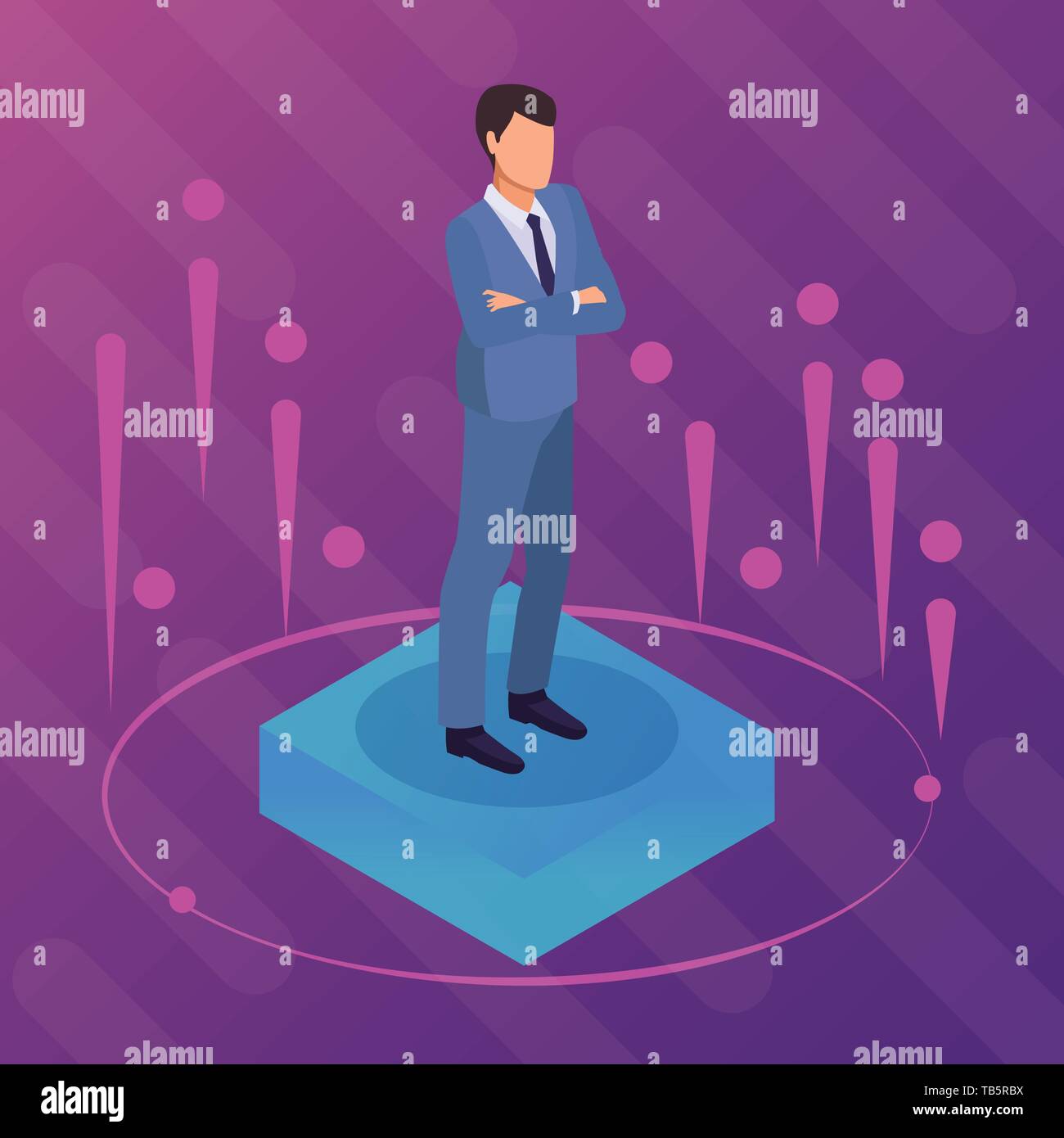 Isometric businessman digital purple background Stock Vector Image ...