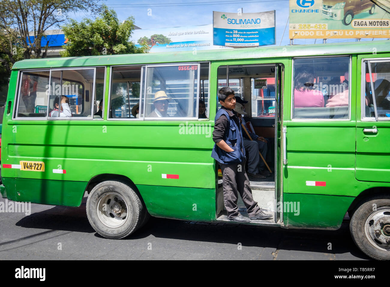 Public bus or colectivo in Arequipa, Peru Stock Photo