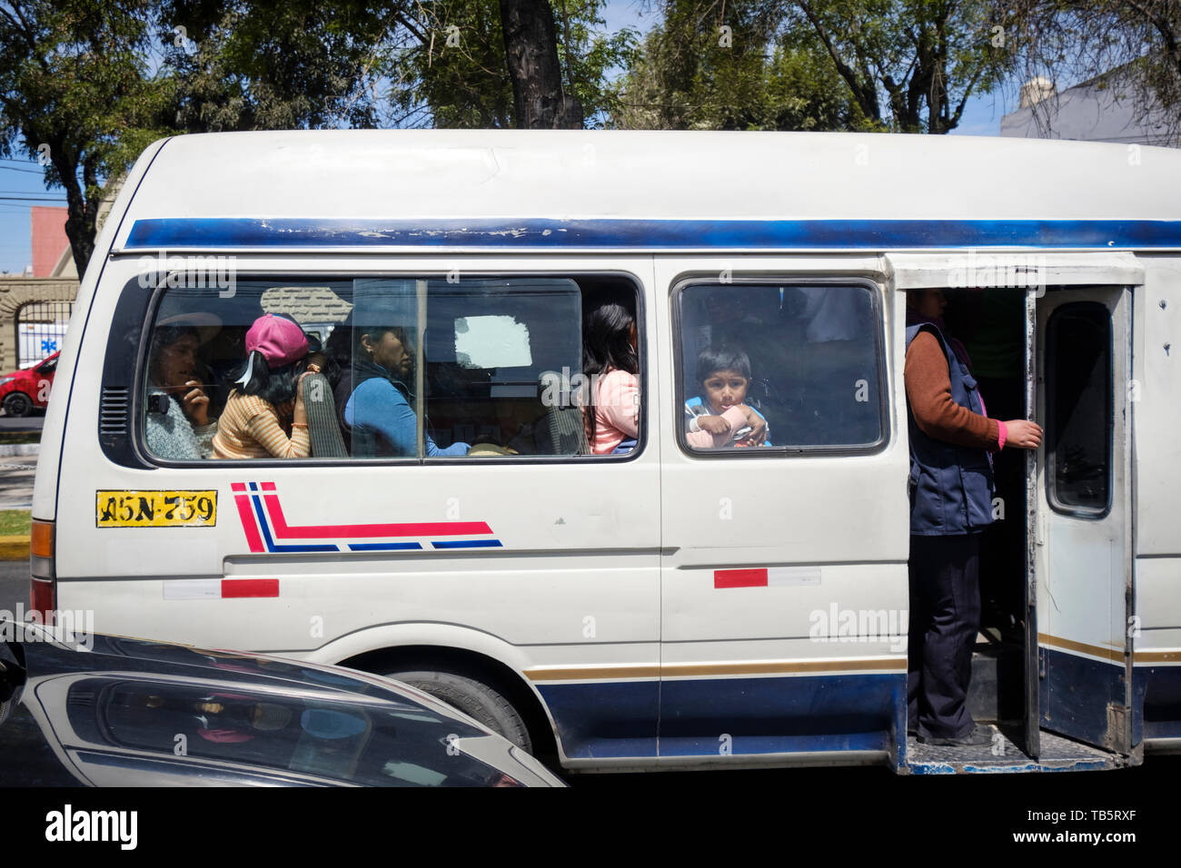 Public bus or colectivo in Arequipa, Peru Stock Photo