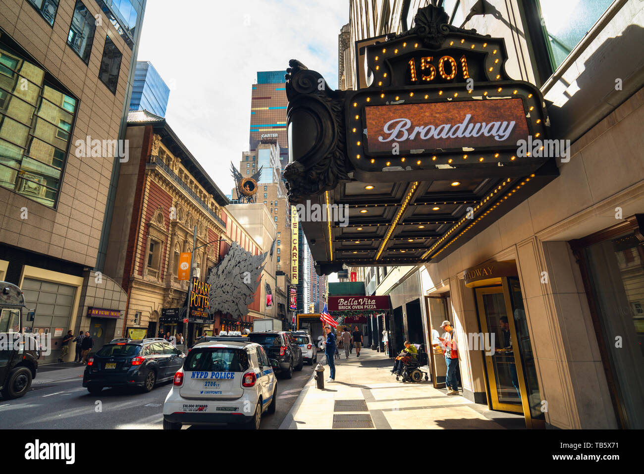 Paramount Building, 1501 Broadway, located between West 43rd and 44th Streets in the Times Square, New York City, May 24, 2019 Stock Photo