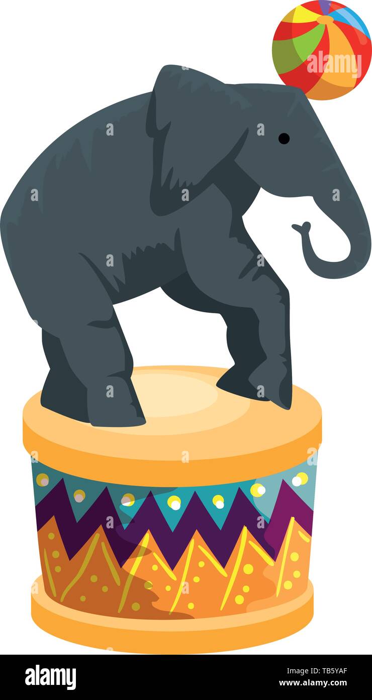 circus elephant playing with balloon in stage Stock Vector Image & Art ...
