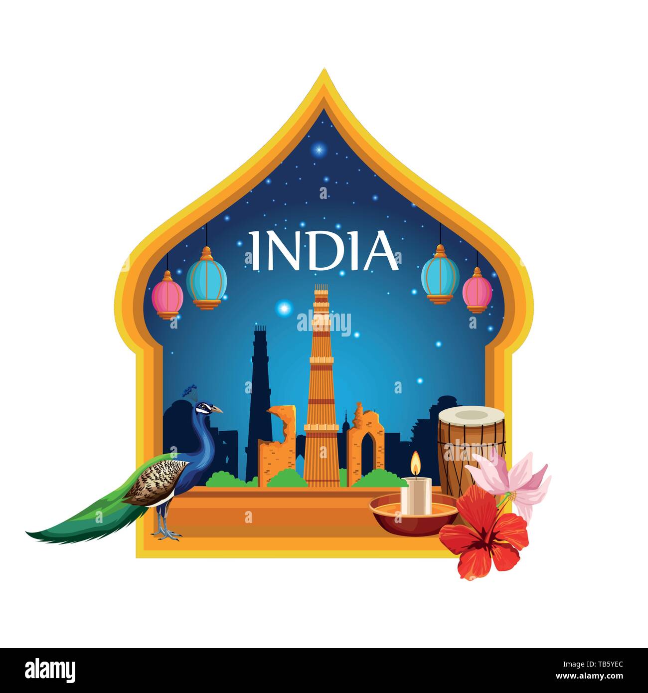India national monument building architecture Stock Vector Image & Art ...