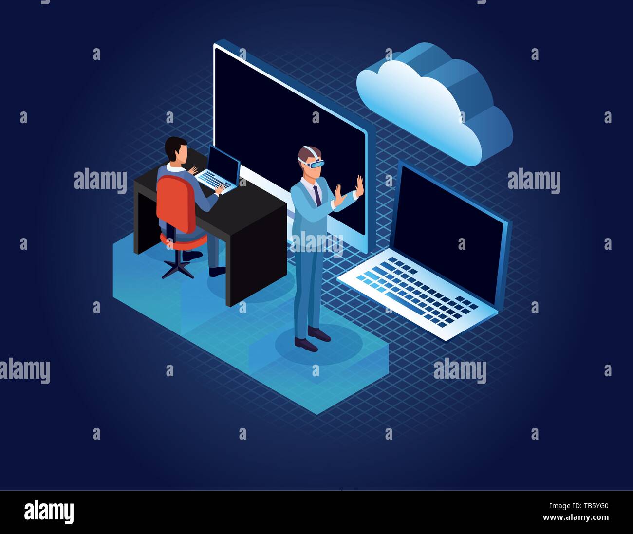 isometric businessmen and technology Stock Vector Image & Art - Alamy