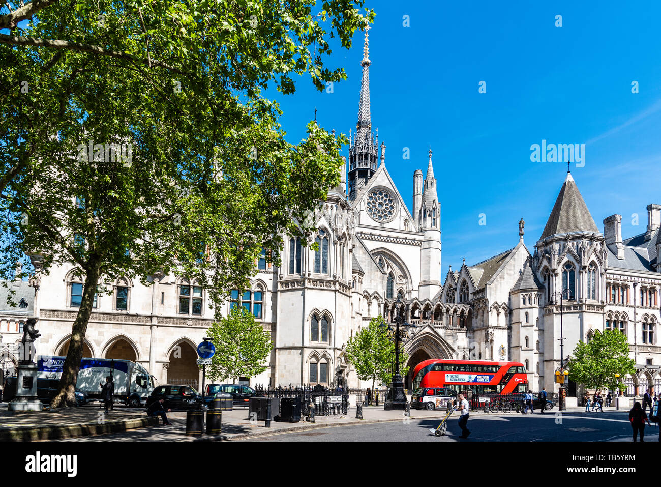 London, UK - May 14, 2019: Royal Courts of Justice located on Strand within the City of Westminster, near the border with the City of London Stock Photo