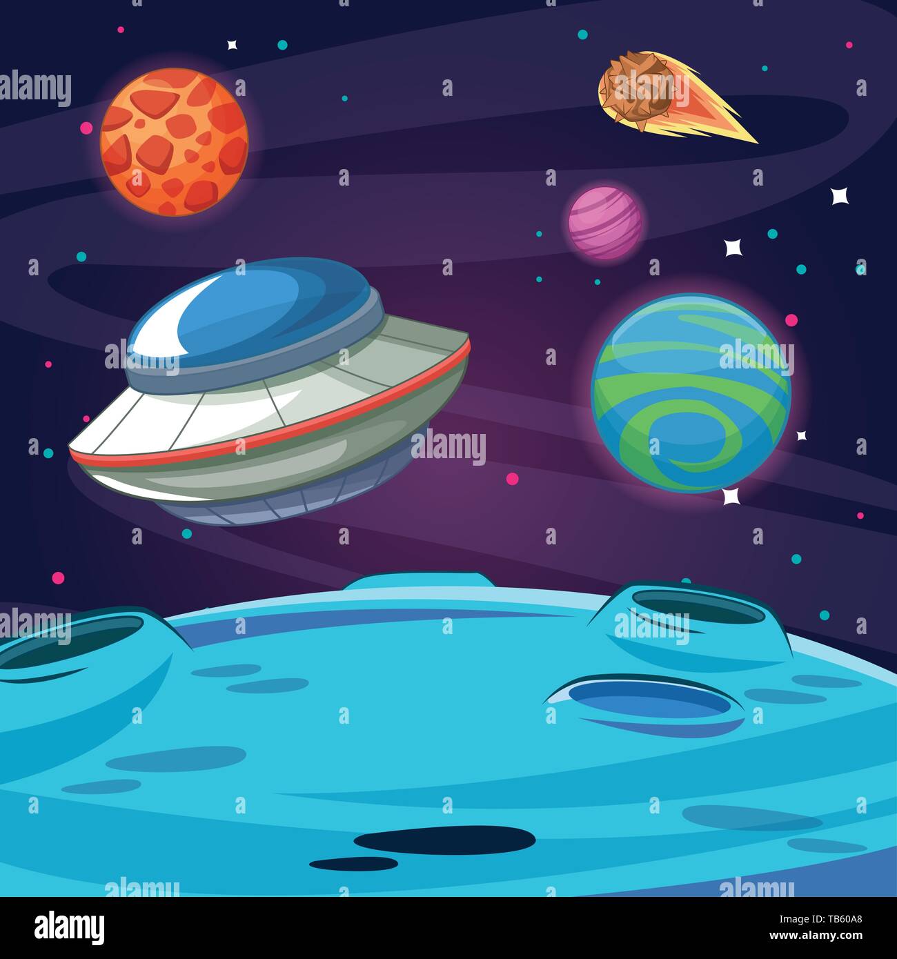 UFO alien spaceship in the galaxy Stock Vector Image & Art - Alamy