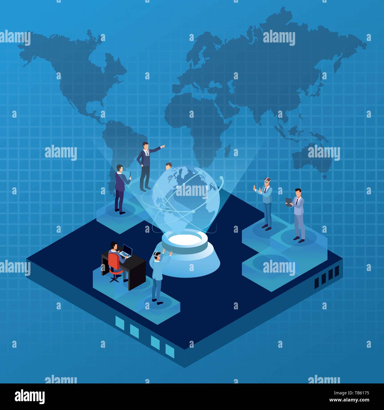 isometric businessmen and technology Stock Vector Image & Art - Alamy