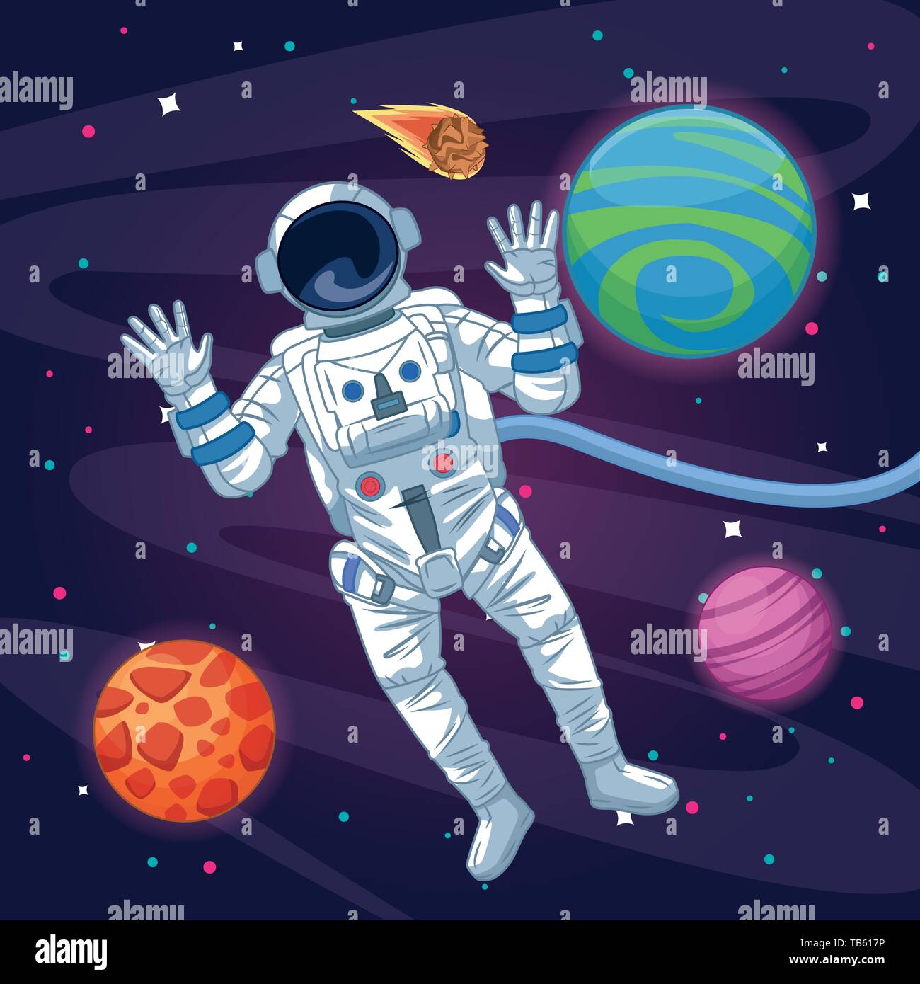Astronaut in the galaxy cartoon Stock Vector Image & Art - Alamy