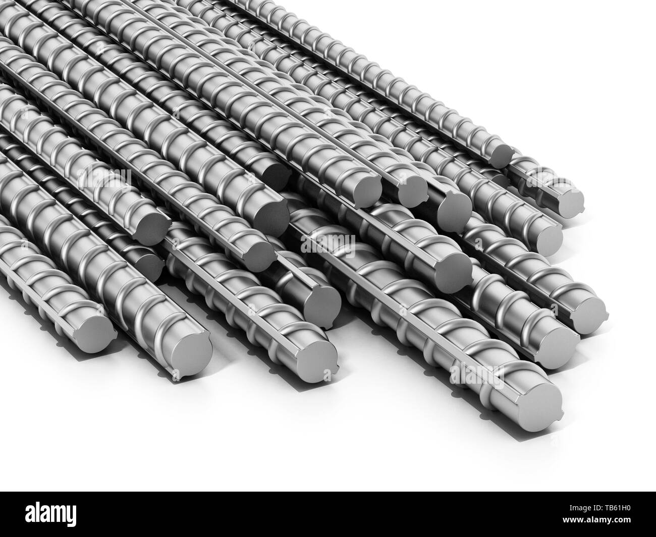 Iron construction bars isolated on white background. 3D illustration