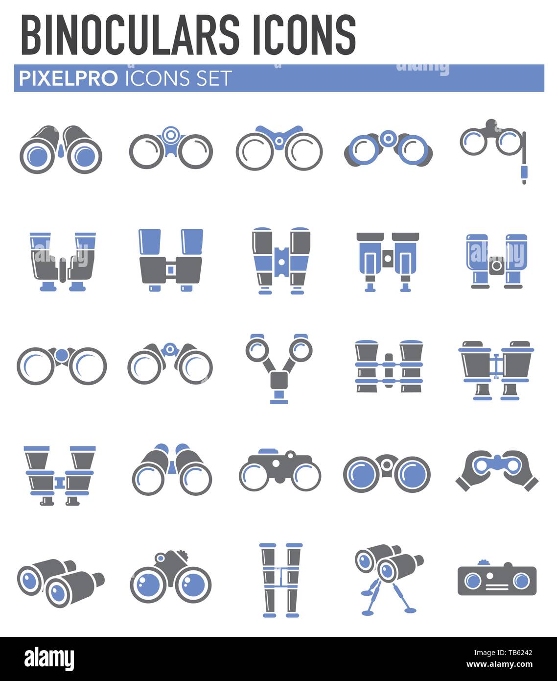 Binocular icons set on white background for graphic and web design ...