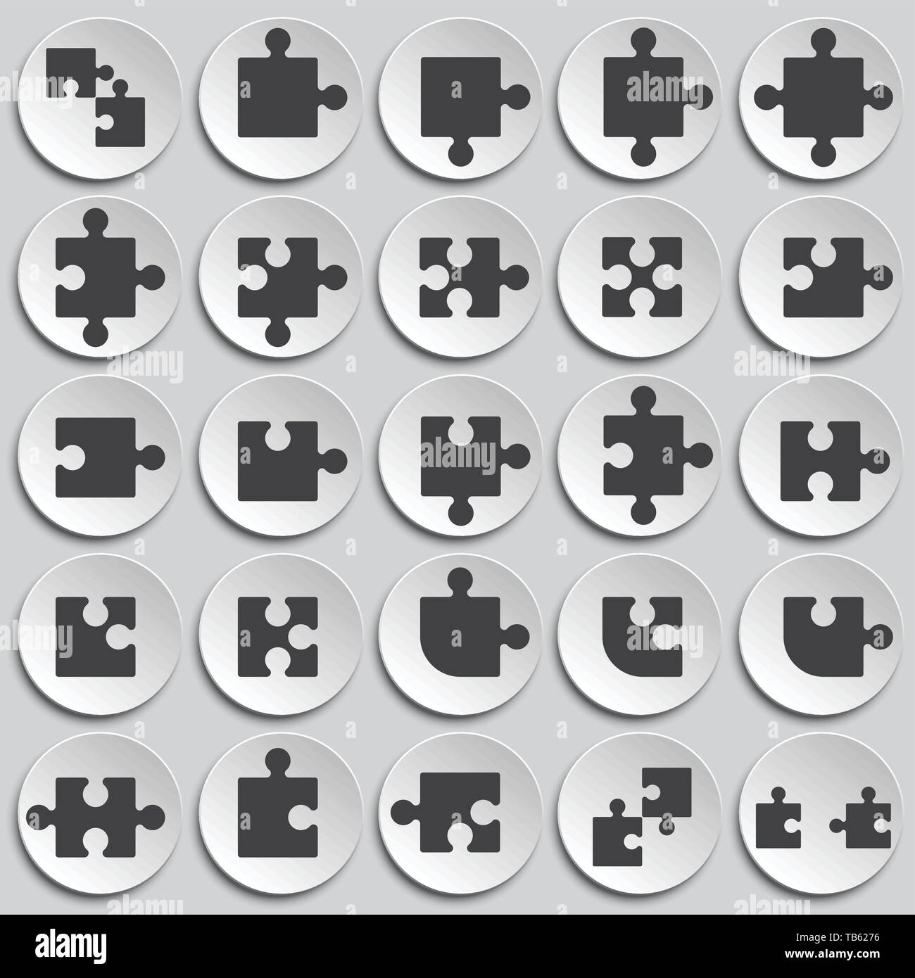 Puzzle icons set on plates background for graphic and web design ...