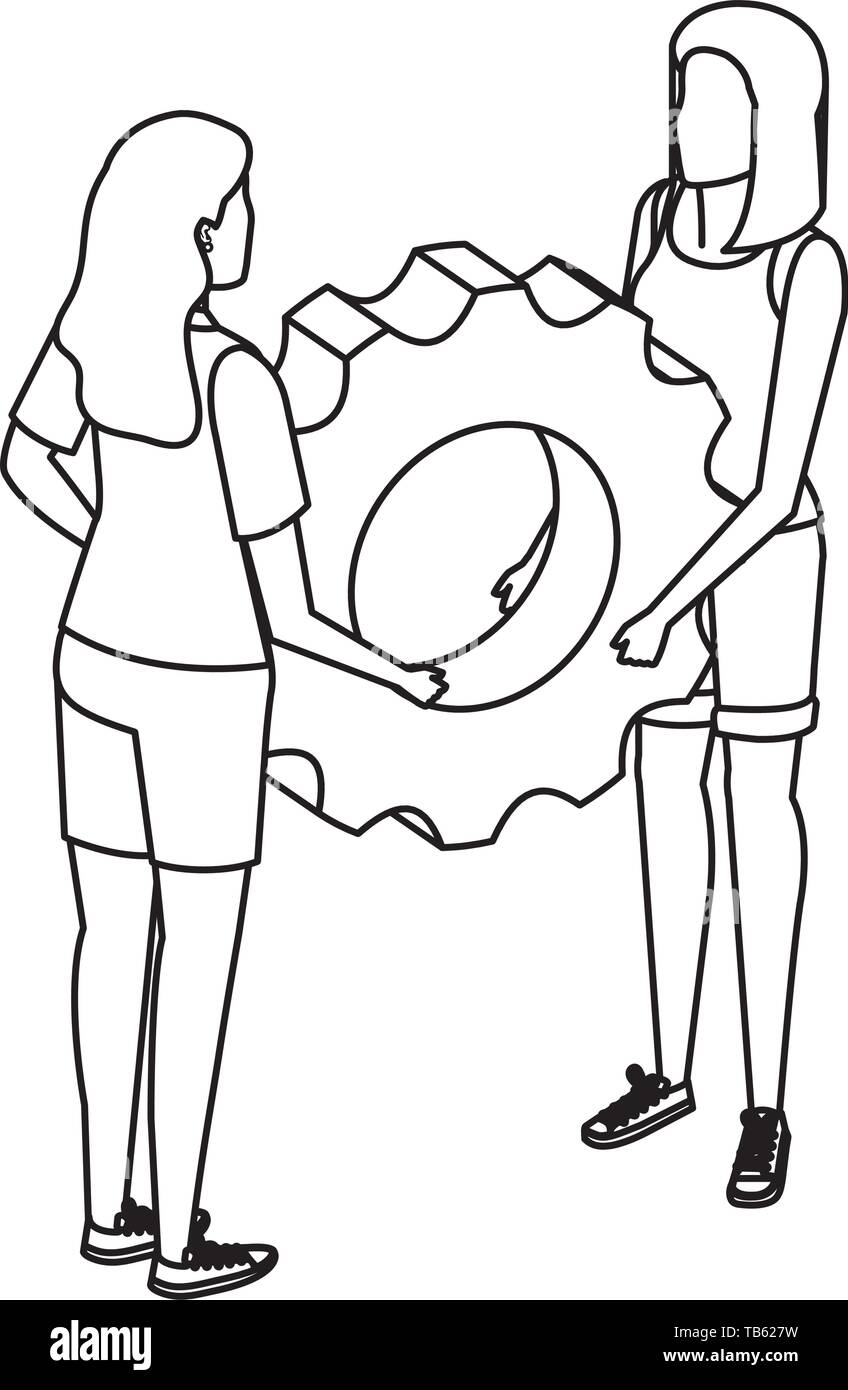 young women lifting gear machine settings Stock Vector Image & Art Alamy