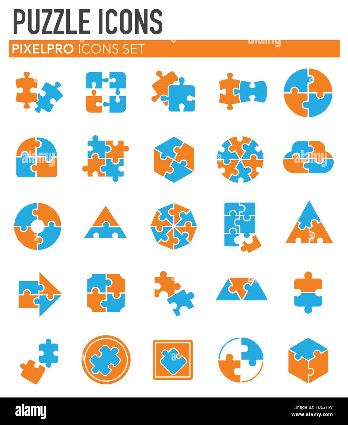 Puzzle icons set on white background for graphic and web design. Simple ...