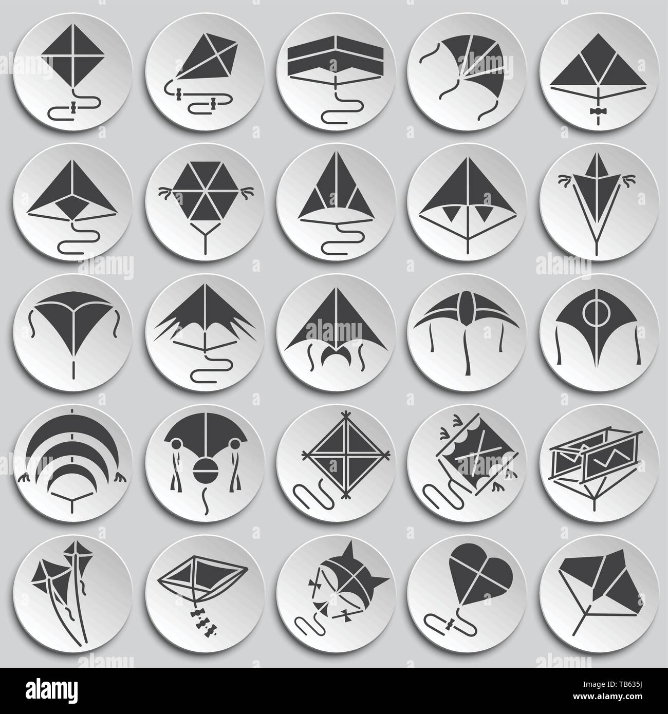 Kites icons set on plates background for graphic and web design. Simple ...
