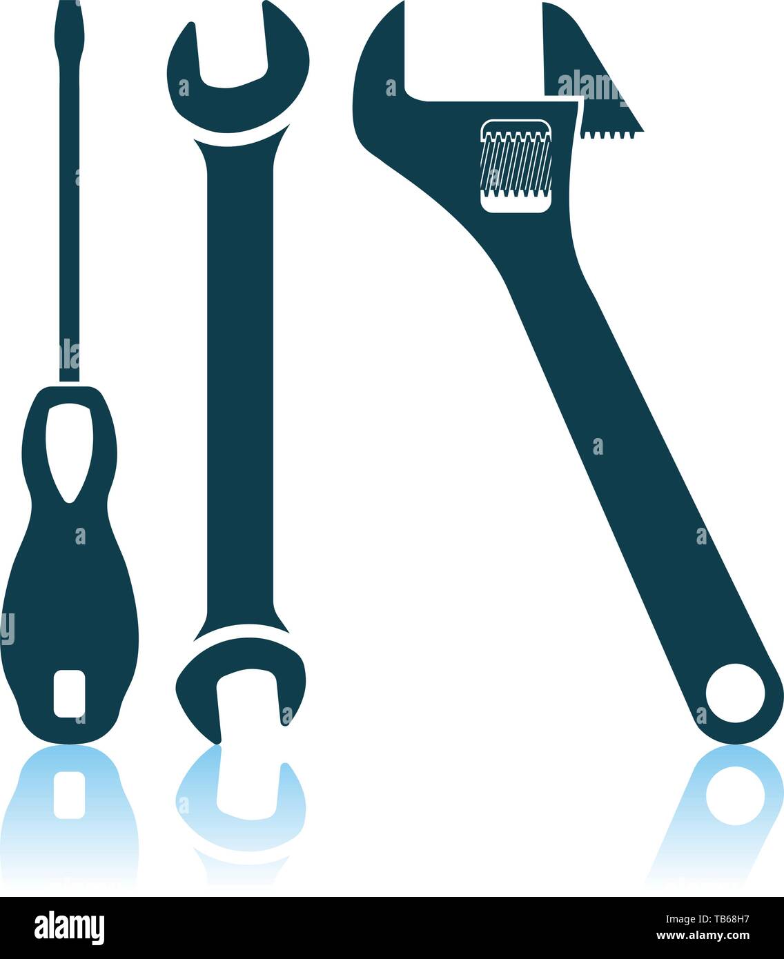 Wrench And Screwdriver Icon. Shadow Reflection Design. Vector Illustration. Stock Vector