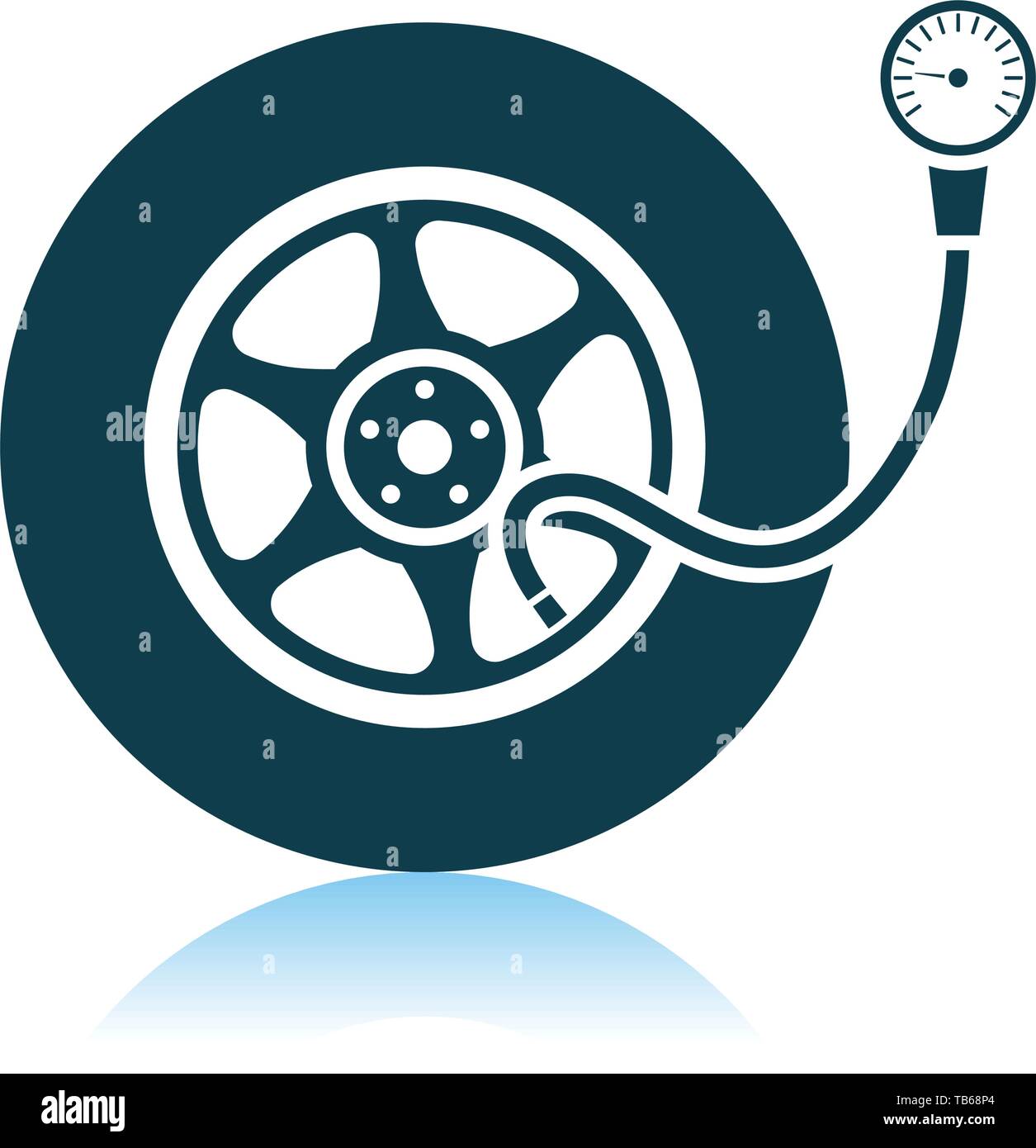 Tire Pressure Gauge Icon. Shadow Reflection Design. Vector Illustration