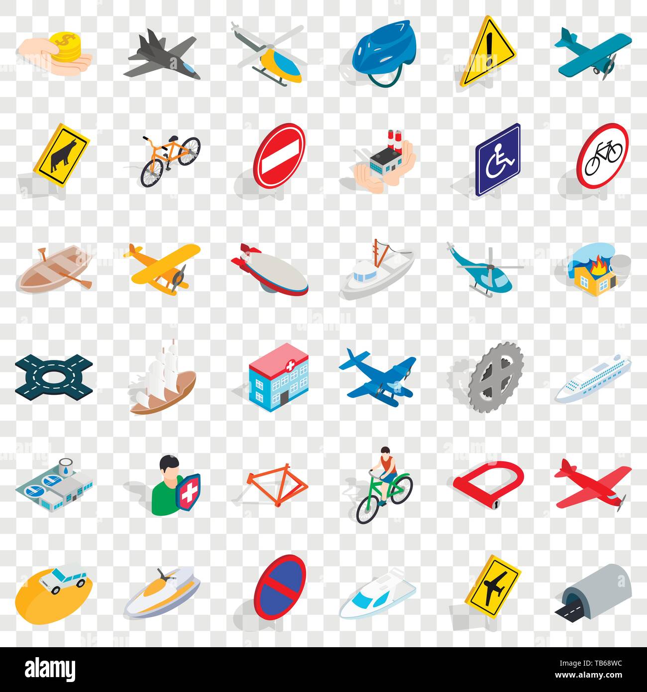 Crossroad icons set, isometric style Stock Vector