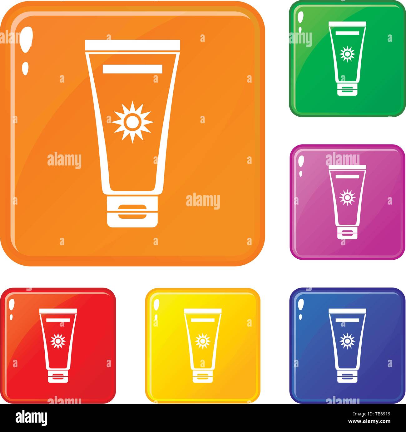 Cream sun protection icons set vector color Stock Vector Image & Art ...
