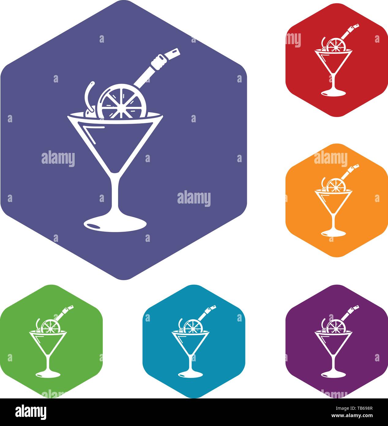 Cocktail icons vector hexahedron Stock Vector