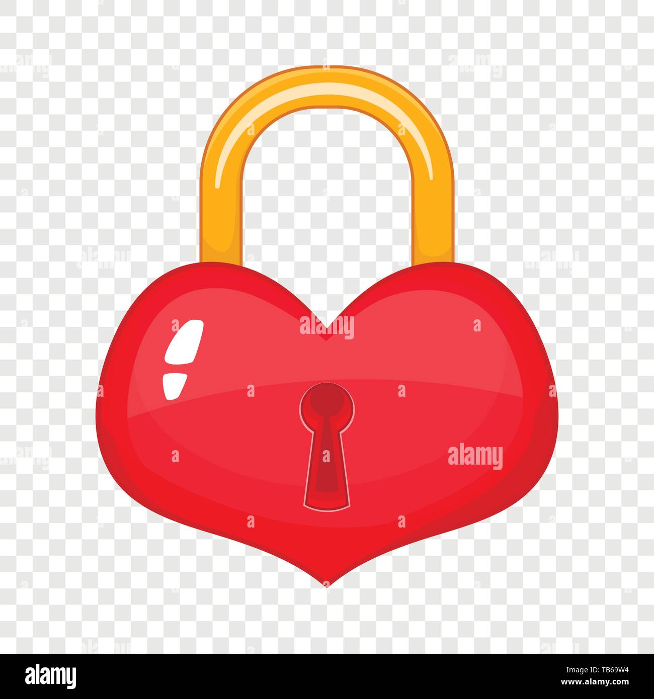 Heart-shaped lock icon, cartoon style Stock Vector