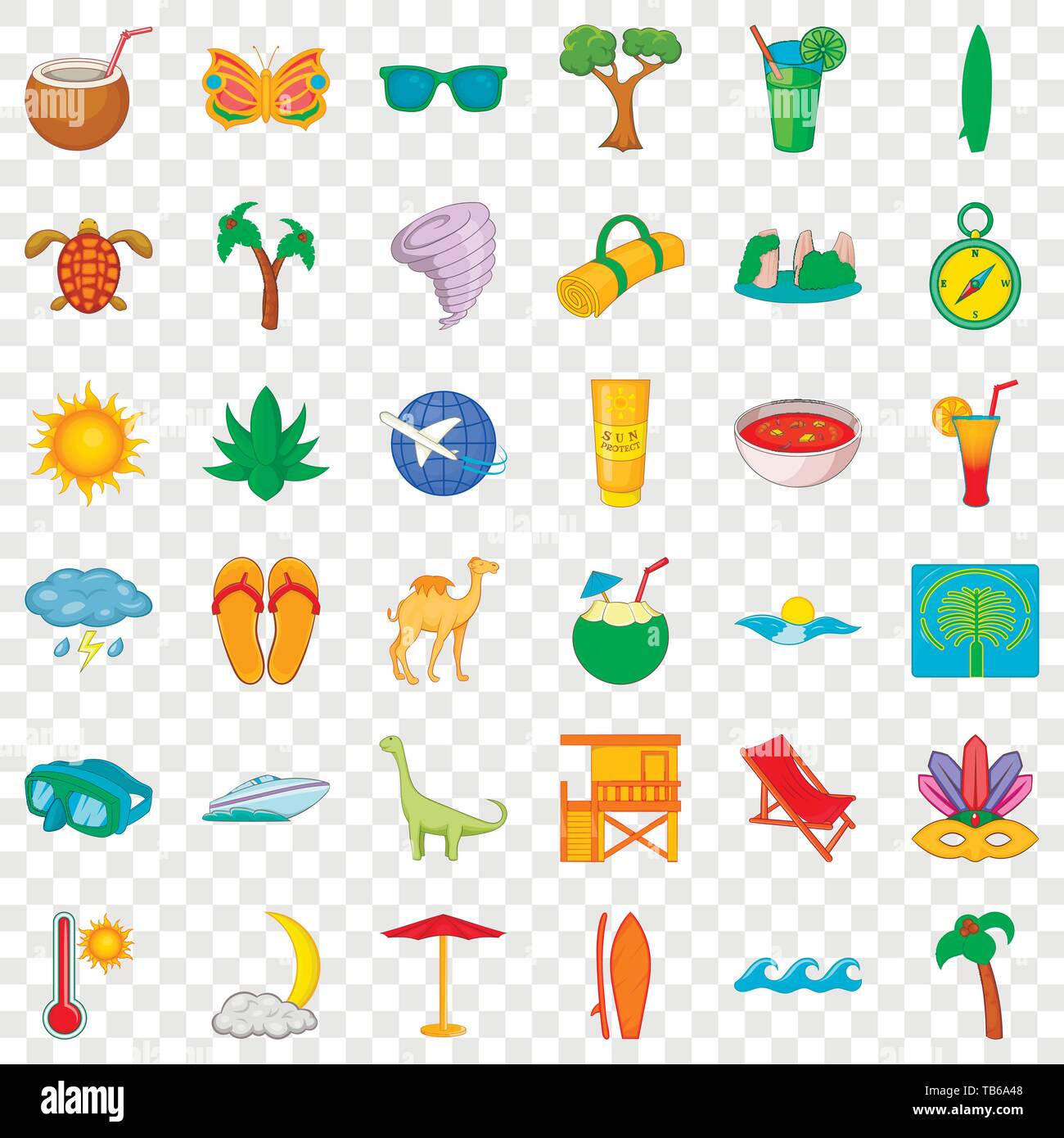 Tropical beach icons set, cartoon style Stock Vector Image & Art - Alamy