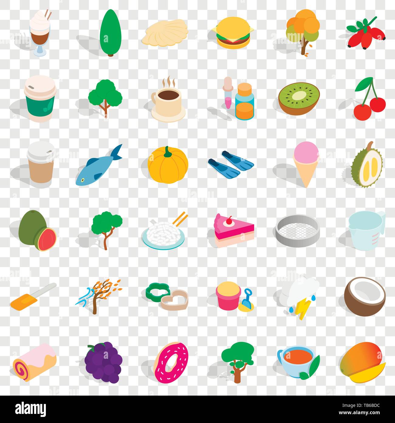 Vegetable icons set, isometric style Stock Vector