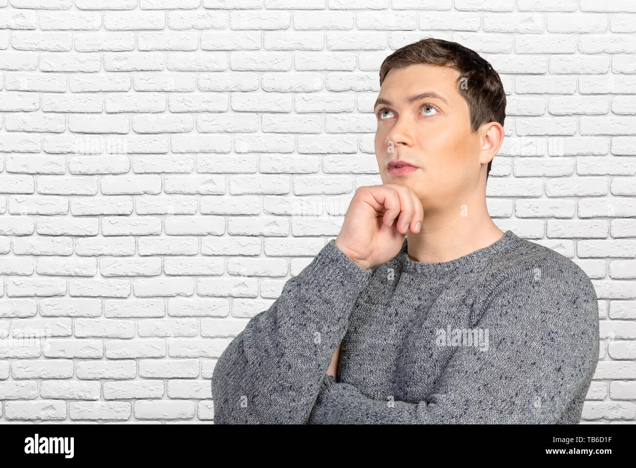 Man thinking deeply Stock Photo Alamy