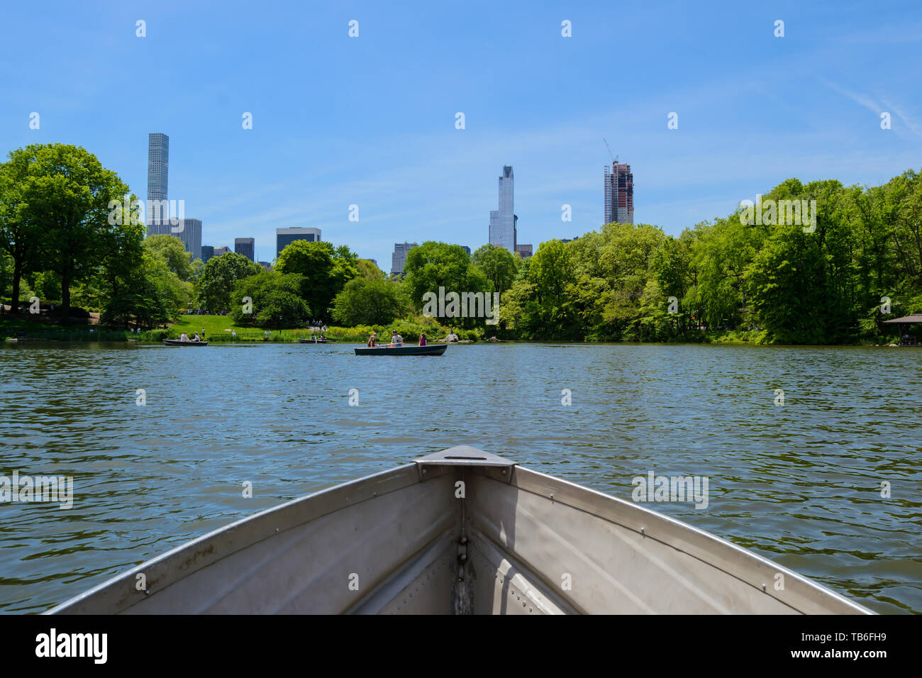 Paddling in the lake of the Central Park, New York City, USA Stock Photo