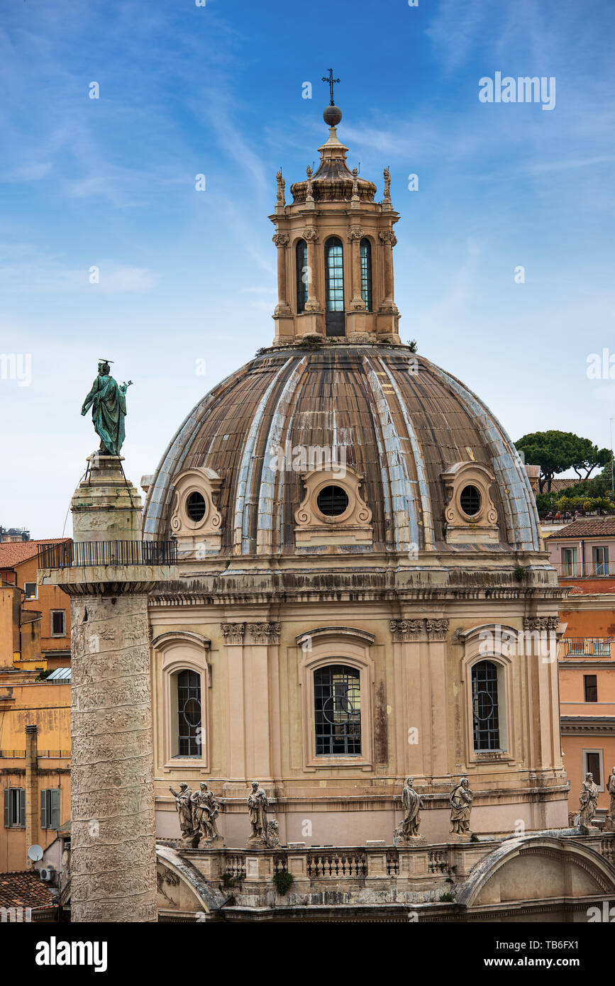 Rome, Trajan Column and Chiesa del Santissimo Nome di Maria al Foro ...