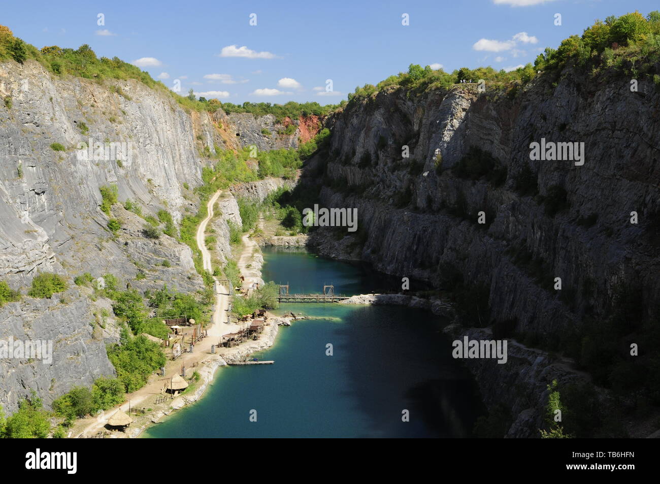Big America, Czech Grand Canyon, is a partly flooded, abandoned limestone quarry near Morina village, Central Bohemian Region, Czech Republic, August  Stock Photo