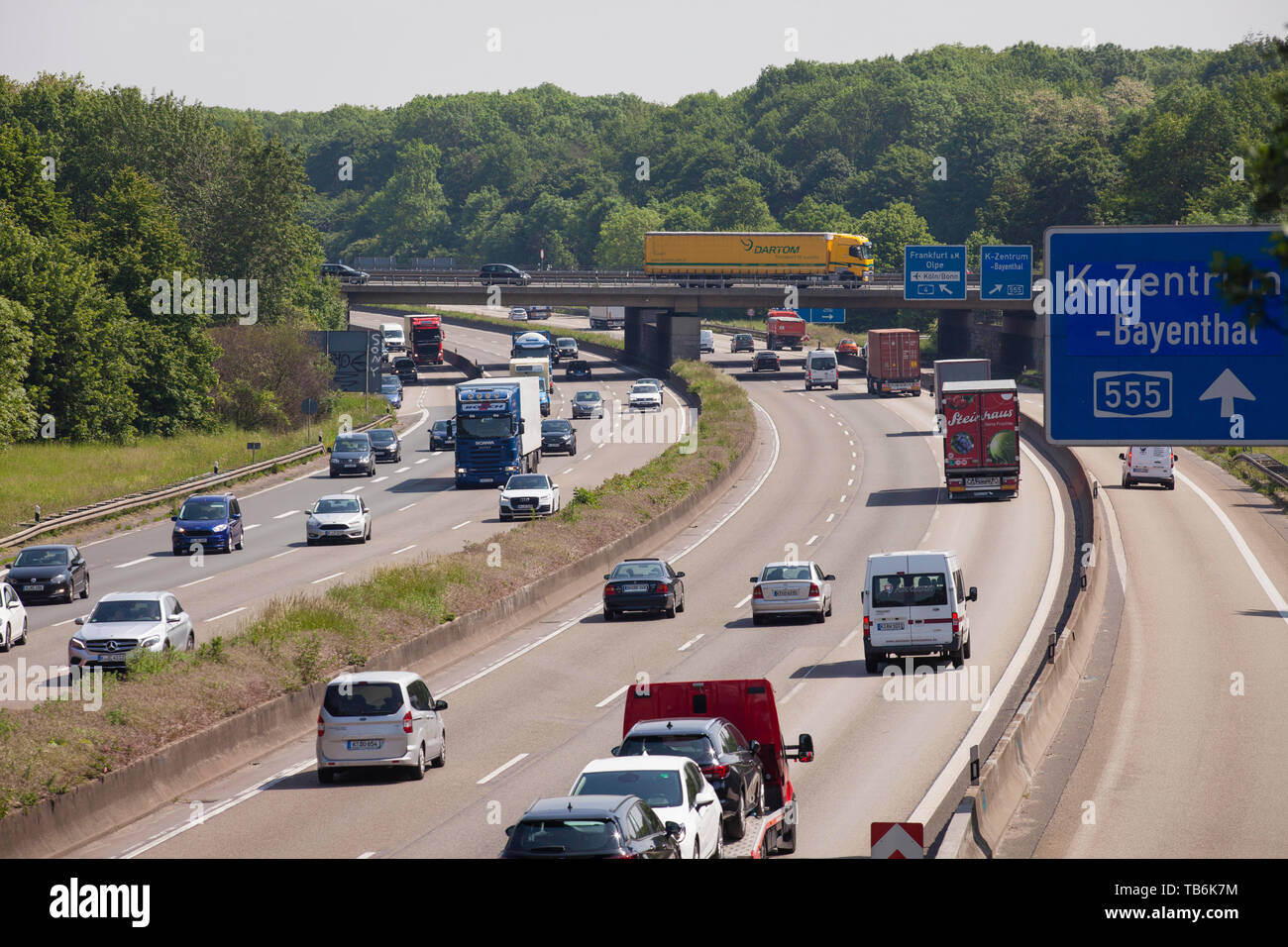 traffic on the autobahn A 4 in Cologne souh direction Frankfurt ...