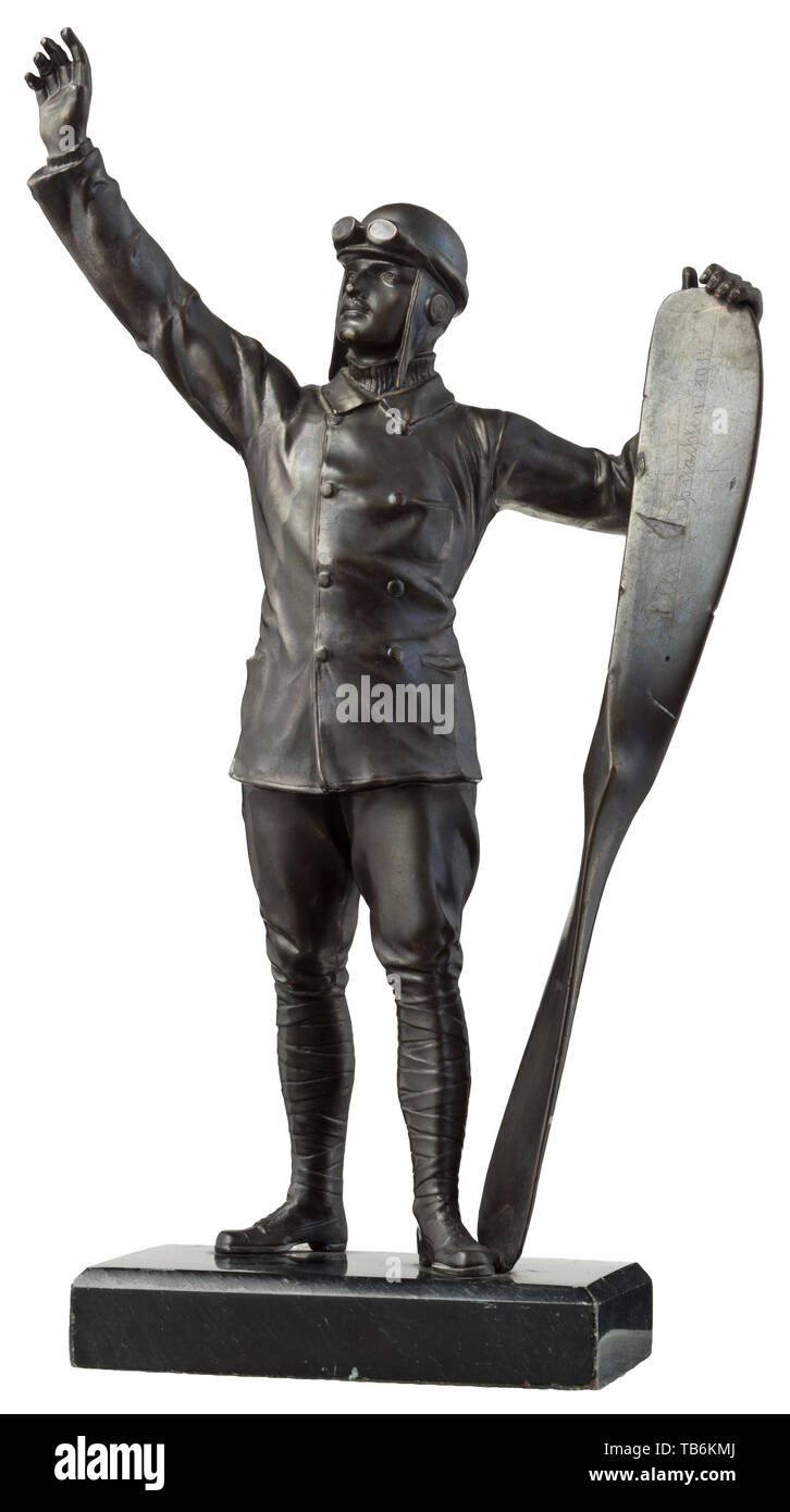 A Table Decoration In The Form Of A Pilot Bronzed Fine Zinc