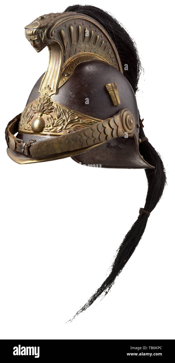 Body armour, helmets, France, helmet model 1874 for enlisted men of cuirassiers, sheet iron with