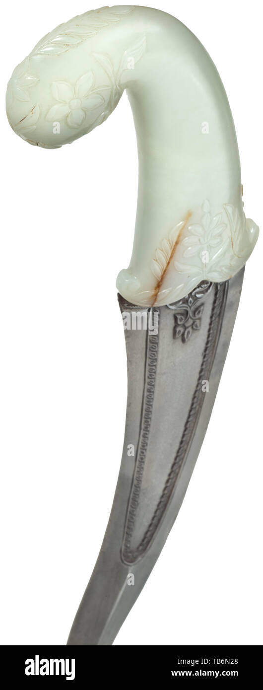 An Indian khanjar with chiselled jade handle, Mogul period, 18th ...