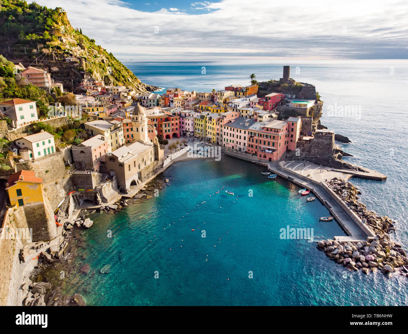 Aerial View Of Vernazza One Of The Five Centuries old Villages Of 