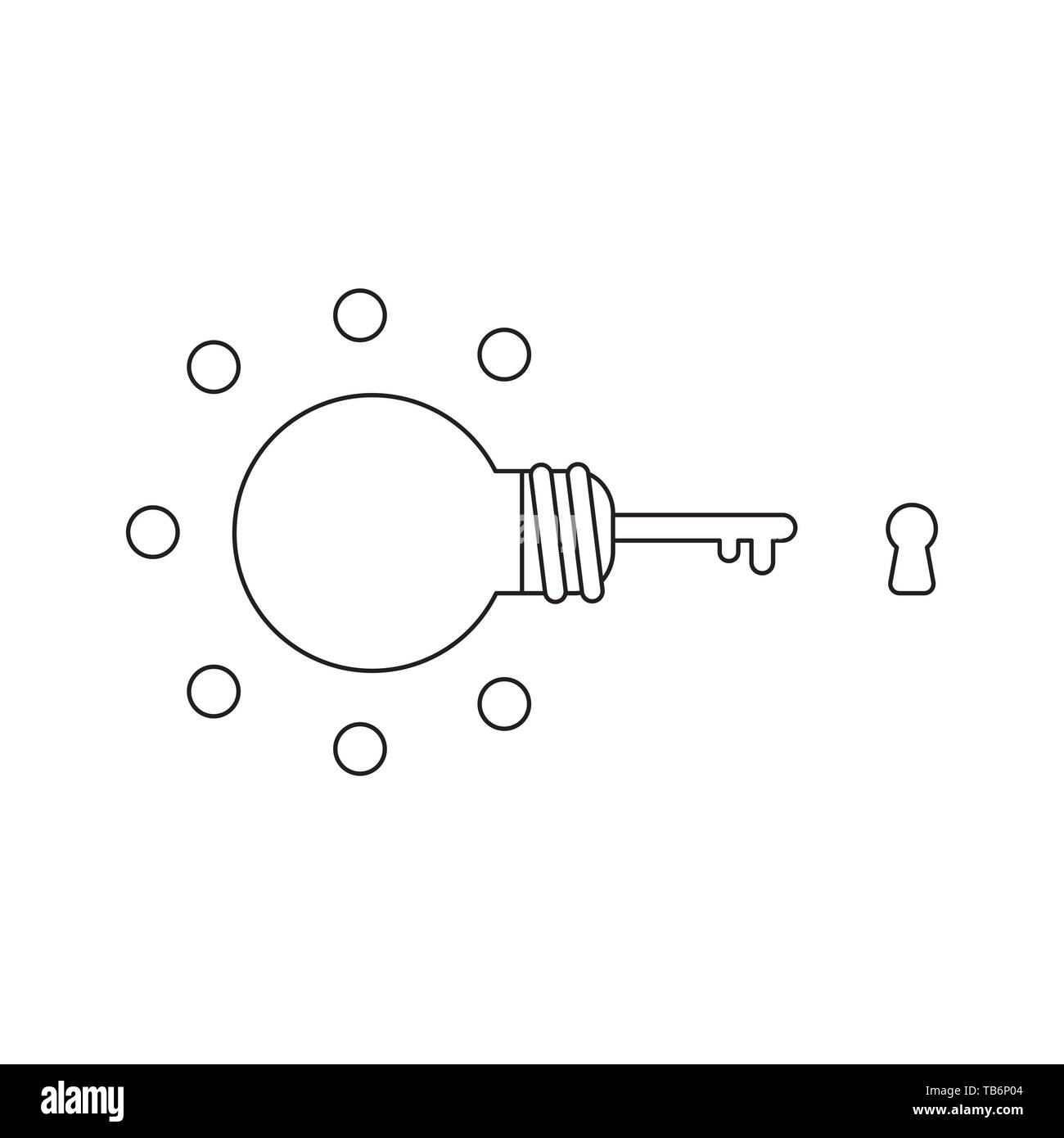 Vector icon concept of glowing light bulb key and keyhole. Black ...