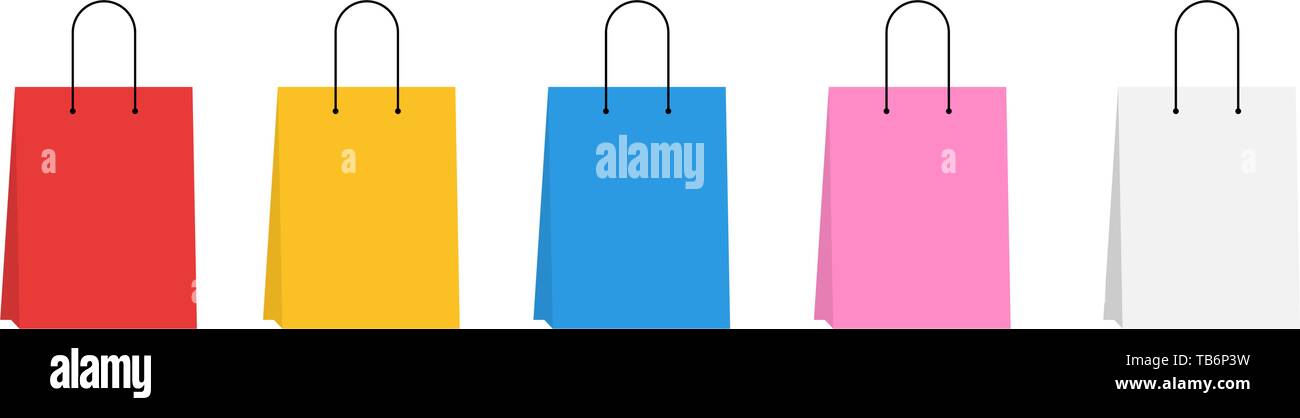 Colored empty shopping bags set. Vector Isolated Illustration on white ...
