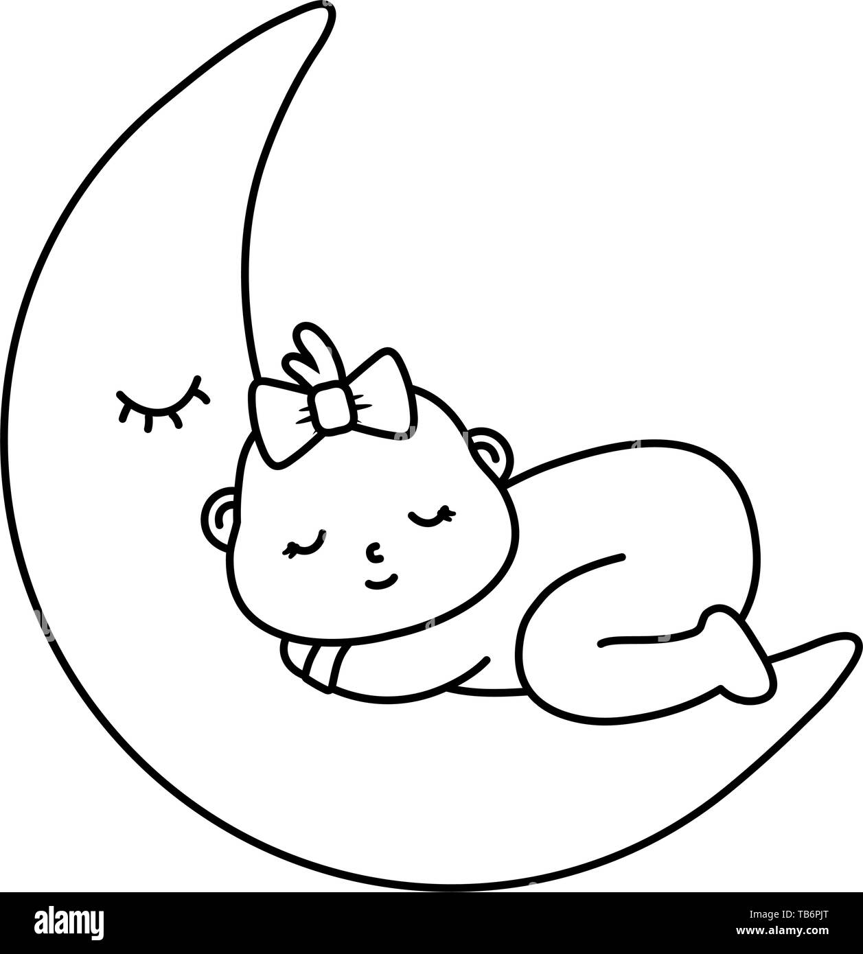 baby sleeping on the moon icon cartoon vector illustration graphic ...