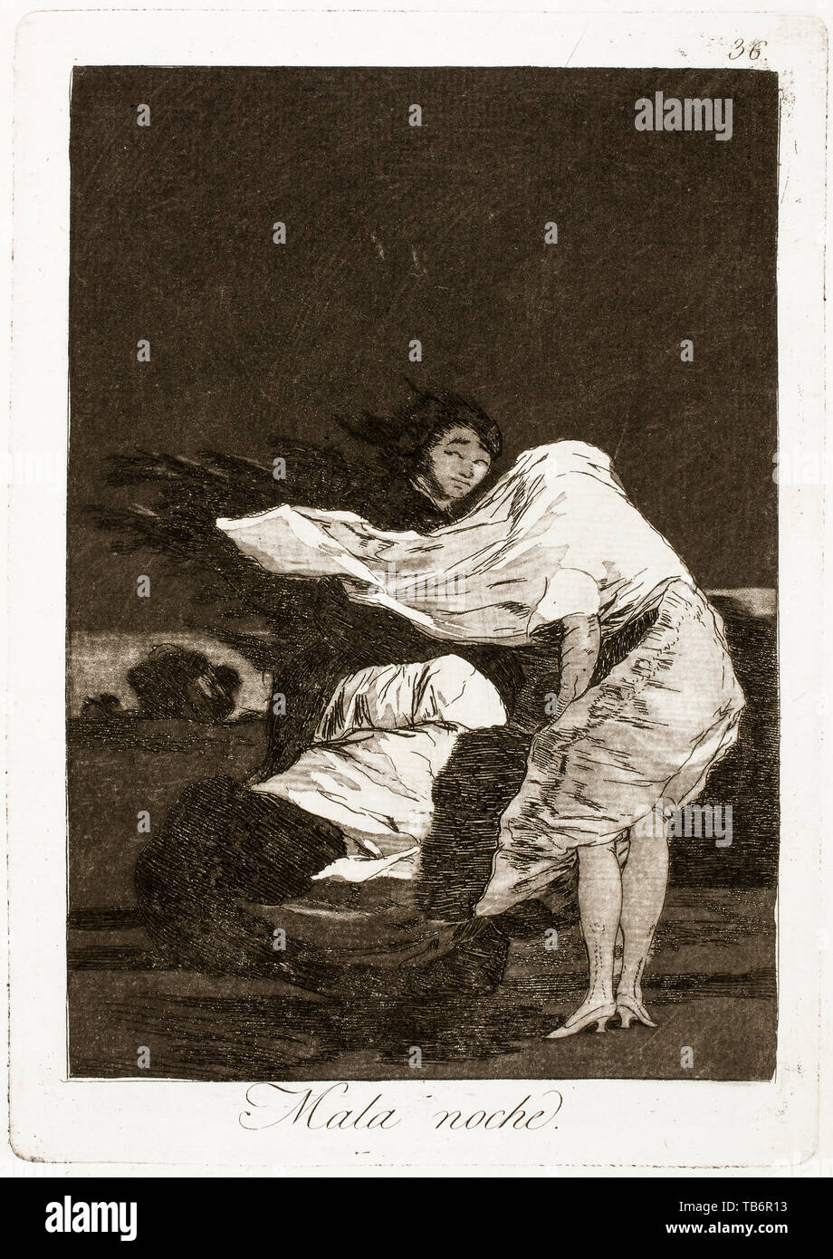 Francisco Goya, Mala noche, Bad Night, etching, circa 1797 Stock Photo