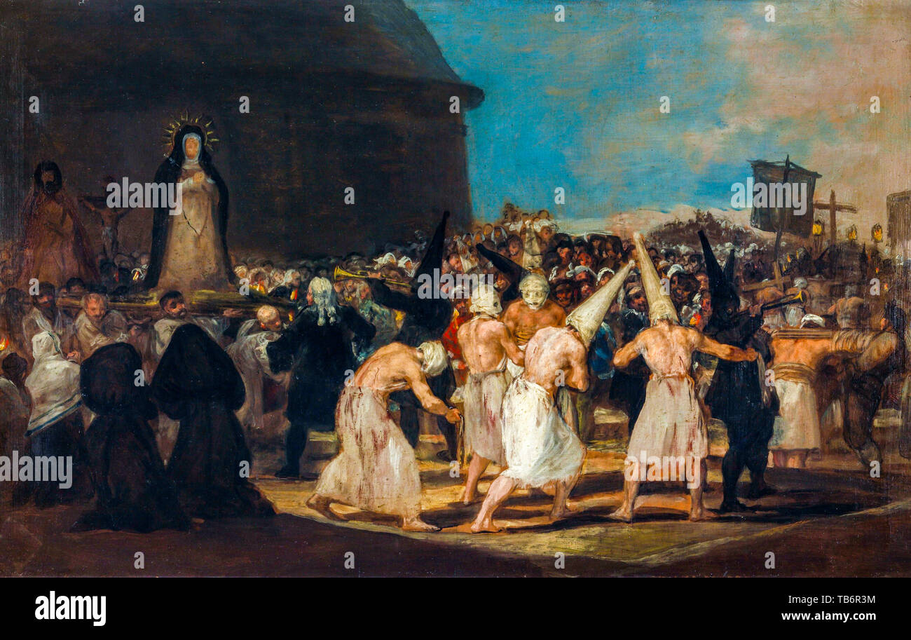 Francisco Goya, A Procession of Flagellants, Los disciplinantes, painting, circa 1808 Stock Photo