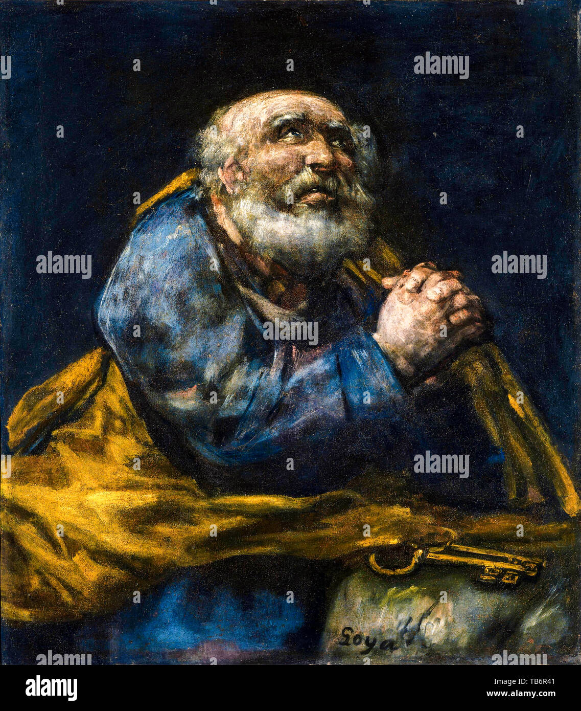 Francisco Goya, The Repentant St. Peter, portrait painting, circa 1820 Stock Photo