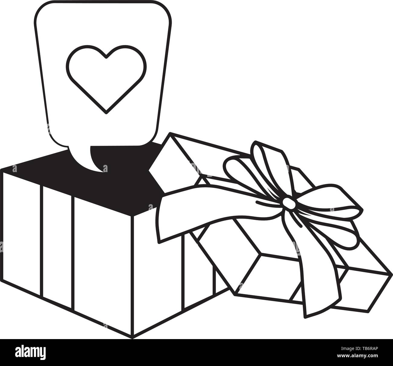 Pop art gift box open with heart inside speech bubble cartoon vector  illustration graphic design Stock Vector Image & Art - Alamy