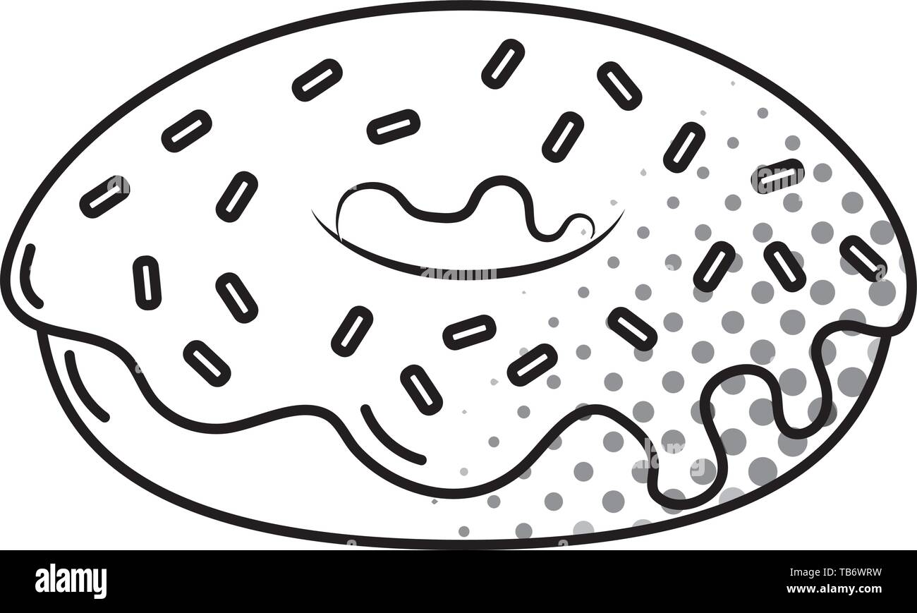 donut icon cartoon isolated black and white vector illustration graphic ...