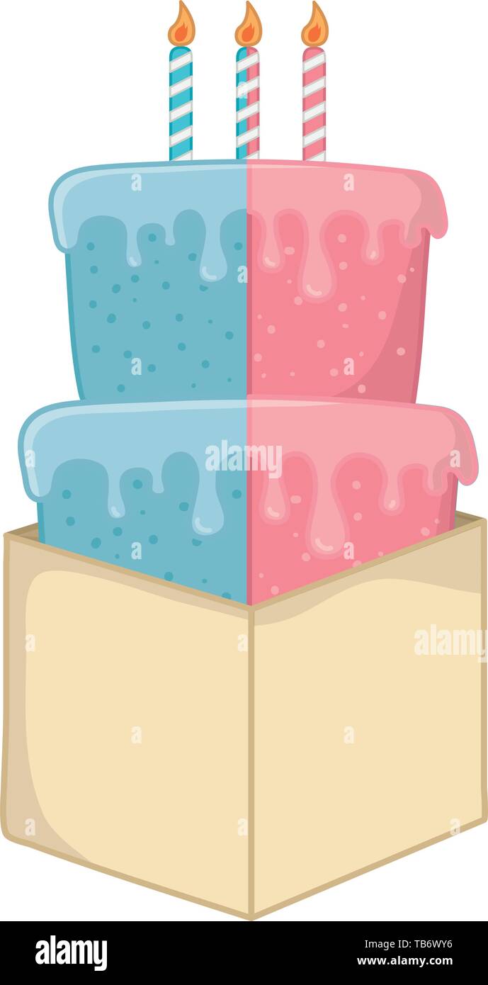 birthday cake with candles lit into a box vector illustration graphic ...