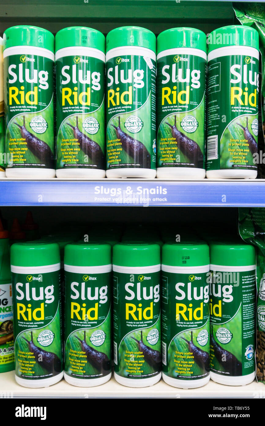 Tubs Of Slug Rid Slug Pellets For Sale In A Garden Centre Shop