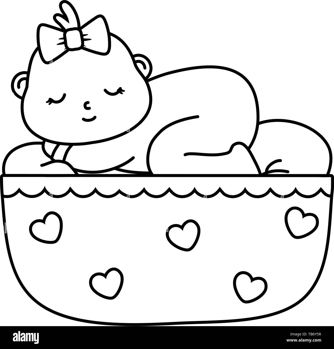 baby sleeping in a cradle with bow vector illustration graphic design Stock Vector