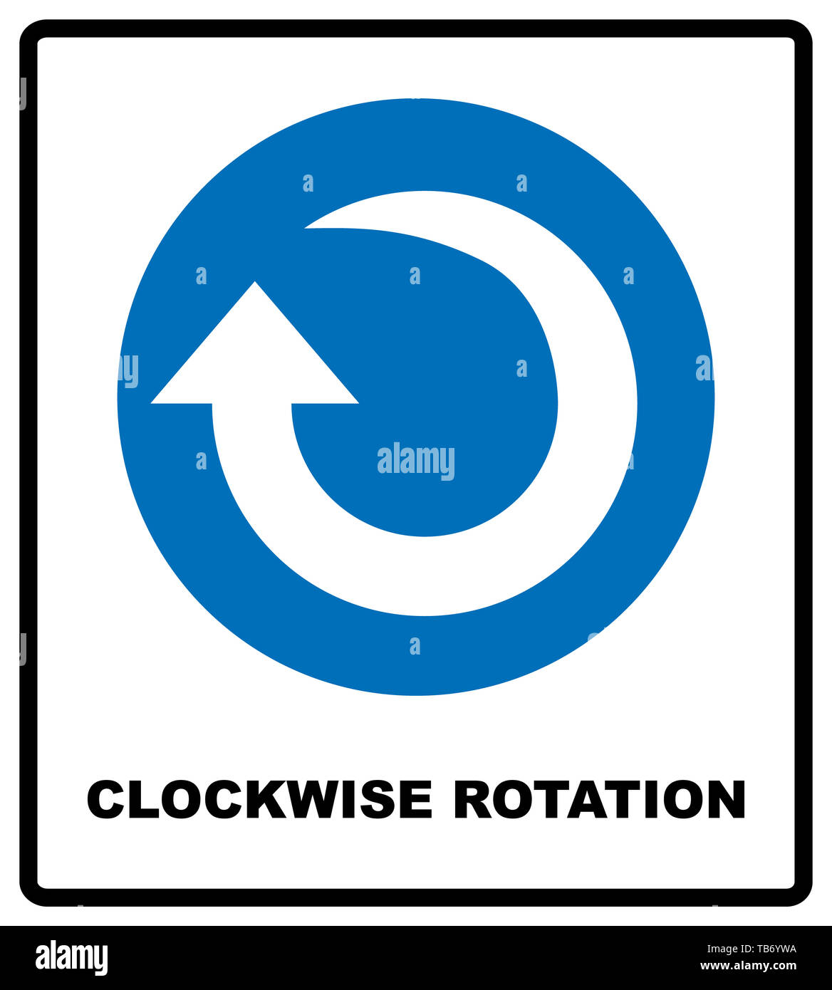 Clockwise rotation arrow icon. Blue mandatory symbol.  illustration isolated on white. White simple pictogram. Service banner Stock Photo