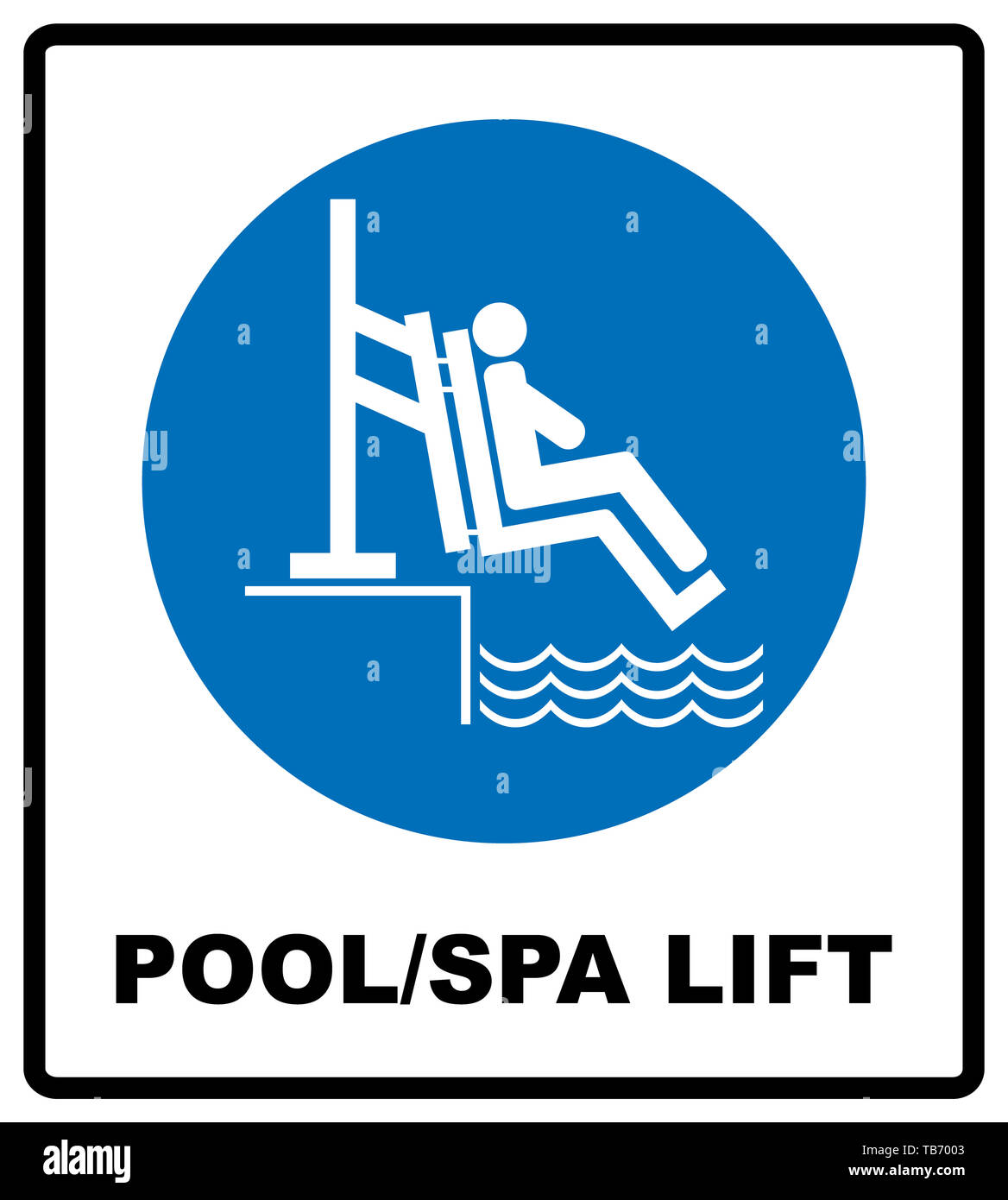 Pool and spa lift for disabled sign. Disability people information flat ...