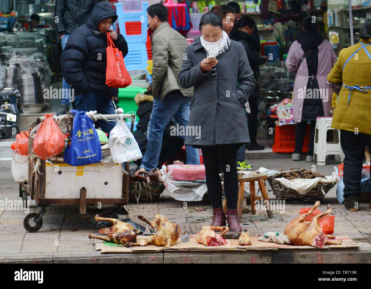 Dog meat is popular in South West China. Stock Photo