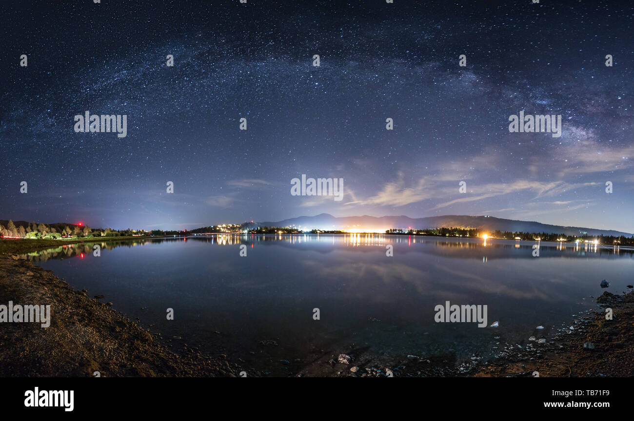 Scenic view of the starry night sky showing the Milky Way Galaxy ...